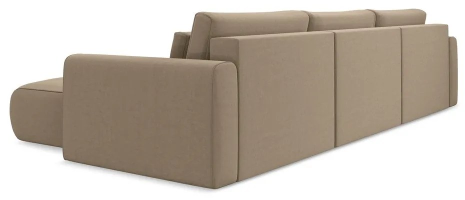 Divano angolare marrone chiaro allungabile/con contenitore (a U) con rivestimento in velluto Kapua – Makamii