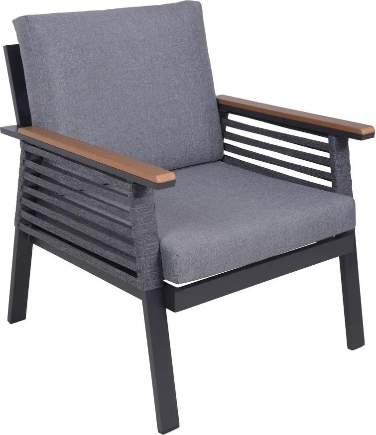 Set di mobili da giardino grigio scuro in alluminio per 4 persone Denia – Garden Pleasure