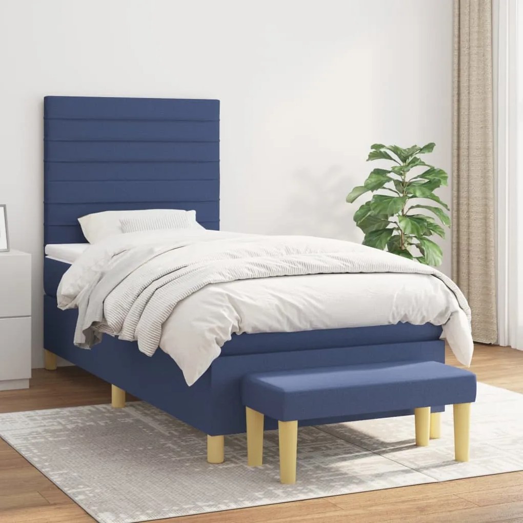 Giroletto A Molle Con Materasso Blu 100x200 Cm İn Tessuto /