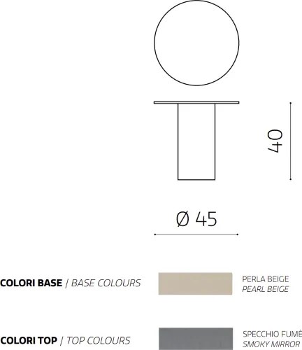 Tavolino tondo WAYLON 45 con base in metallo Beige e piano in vetro Fumč
