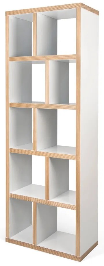 Libreria bianca con bordo in legno 70x198 cm Berlin - TemaHome