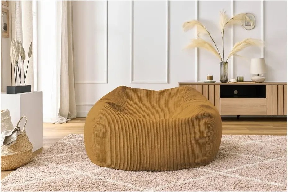 Puof a sacco color senape Voltaire – Bobochic Paris