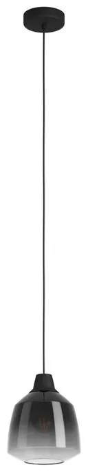 Lampadario Glamour Sedbergh nero paralume grigio e nero e trasparente E27 Ø20cm EGLO