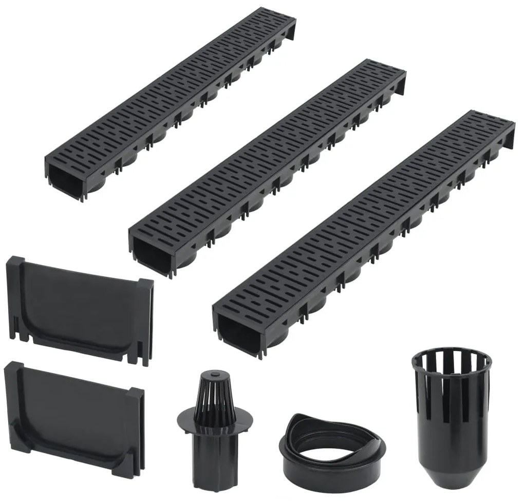 Canalette Di Drenaggio 3 Pz Plastica 3 M /