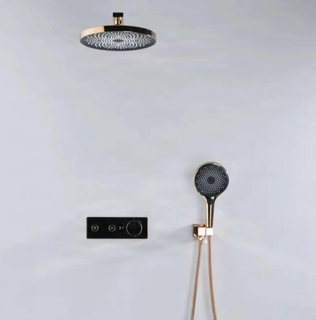Sistema doccia termostatico a incasso ELITE EDITION BCS1603 con schermo, in più finiture tra cui nero e nero opaco — Oro - bianco — Tre uscite