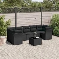 Set Divani da Giardino con Cuscini 8 pz Nero in Polyrattan 3217285