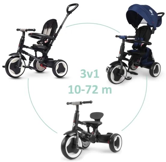 QPlay - Triciclo 3 in 1 per bambini RITO EVA PLUS blu