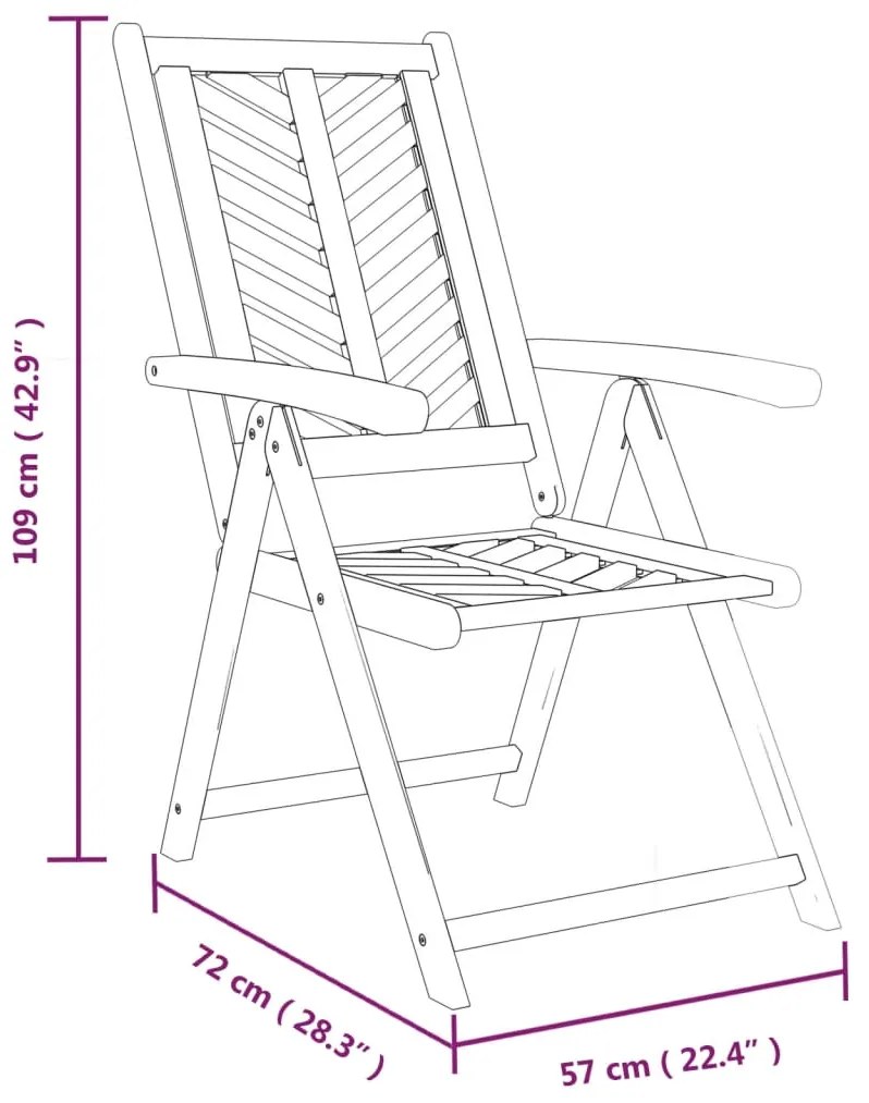 Sedie da Giardino Reclinabili 3 pz in Legno Massello di Acacia