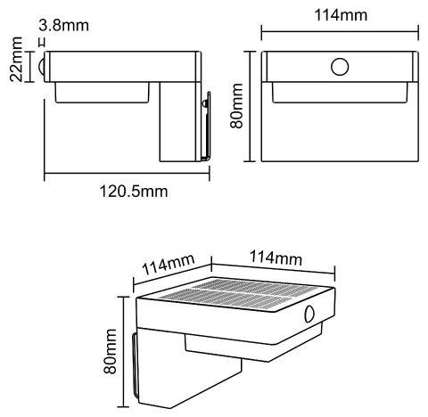 Zuma Line WT33811-Applique a LED solare GRID LED/4,5W/2000mAh IP44 nero
