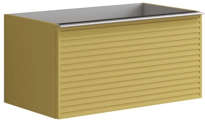 Mobile da bagno sotto lavabo Pixel laccato opaco giallo sole laccato L 80 x H 40 x P 45.5 cm 2 cassetti, lavabo non incluso