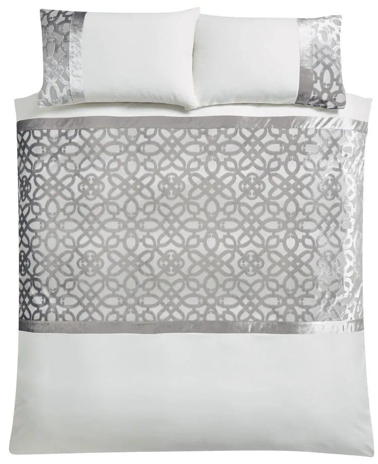 Set copripiumino e federa color crema e greige in velluto per letto matrimoniale e per letto esteso 230x220 cm Lattice Cut – Catherine Lansfield