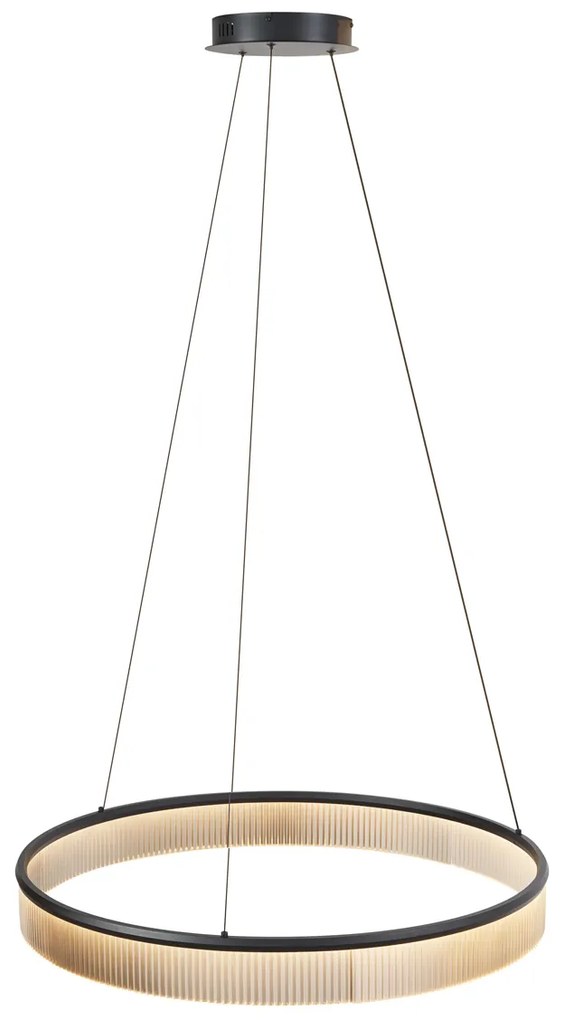 Lampada a sospensione moderna nera 78 cm con LED dimmerabile a 3 livelli - Anello Chandelier
