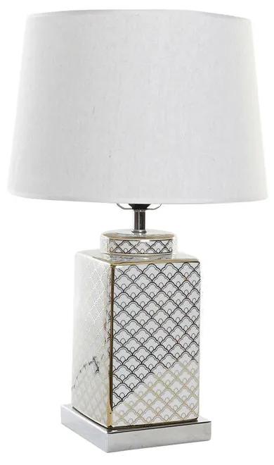 Lampada da tavolo DKD Home Decor Mosaico Porcellana Dorato Poliestere Bianco 220 V 60 W (35 x 35 x 57 cm) (35 cm)