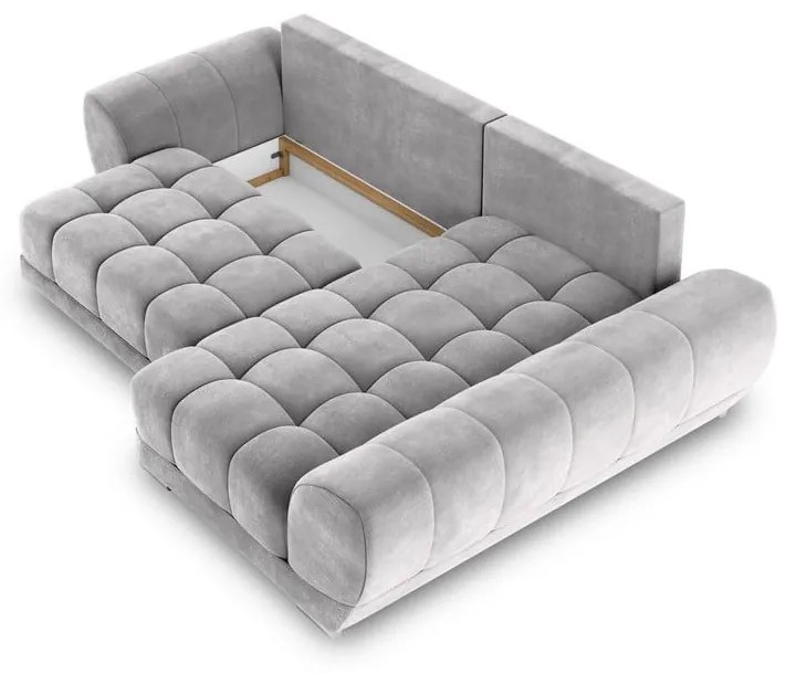 Divano letto angolare grigio chiaro con rivestimento in velluto, angolo destro Nuage - Windsor &amp; Co Sofas