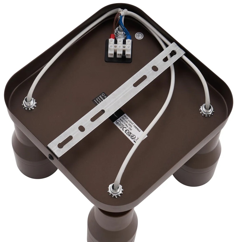 Faretto da soffitto quadrato 4 luci GU10 50 mm bronzo scuro - Stanley