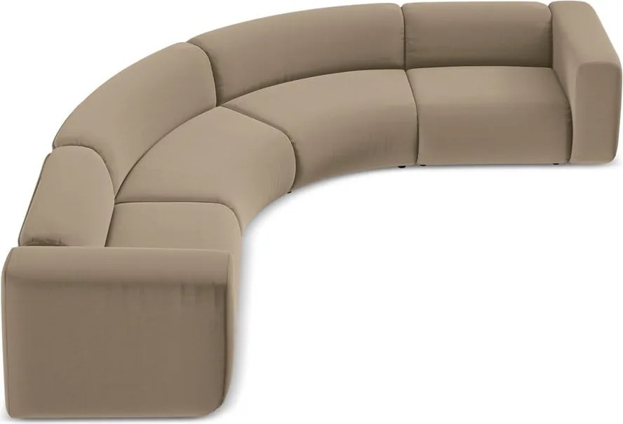 Divano angolare beige con rivestimento in velluto Ekahi – Makamii
