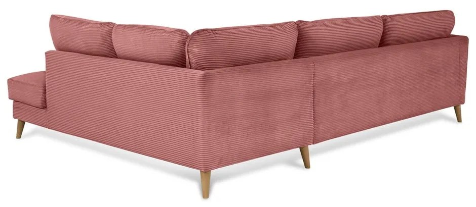 Divano angolare in velluto a coste rosa (angolo destro) Paris - Scandic