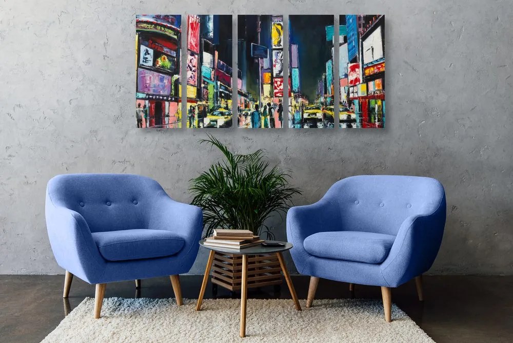 Quadri 5 pezzi – New York colorata