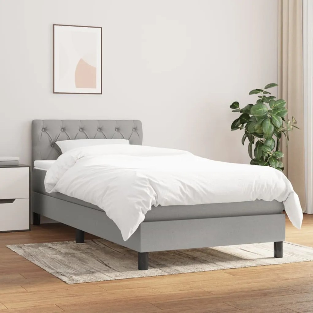 Giroletto A Molle Con Materasso Grigio Chiaro 80x200 Cm Tessuto /