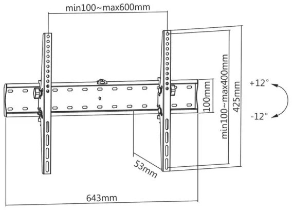 MK FLORIA MKF-23DN640 - Porta TV pieghevole a parete 80" nero