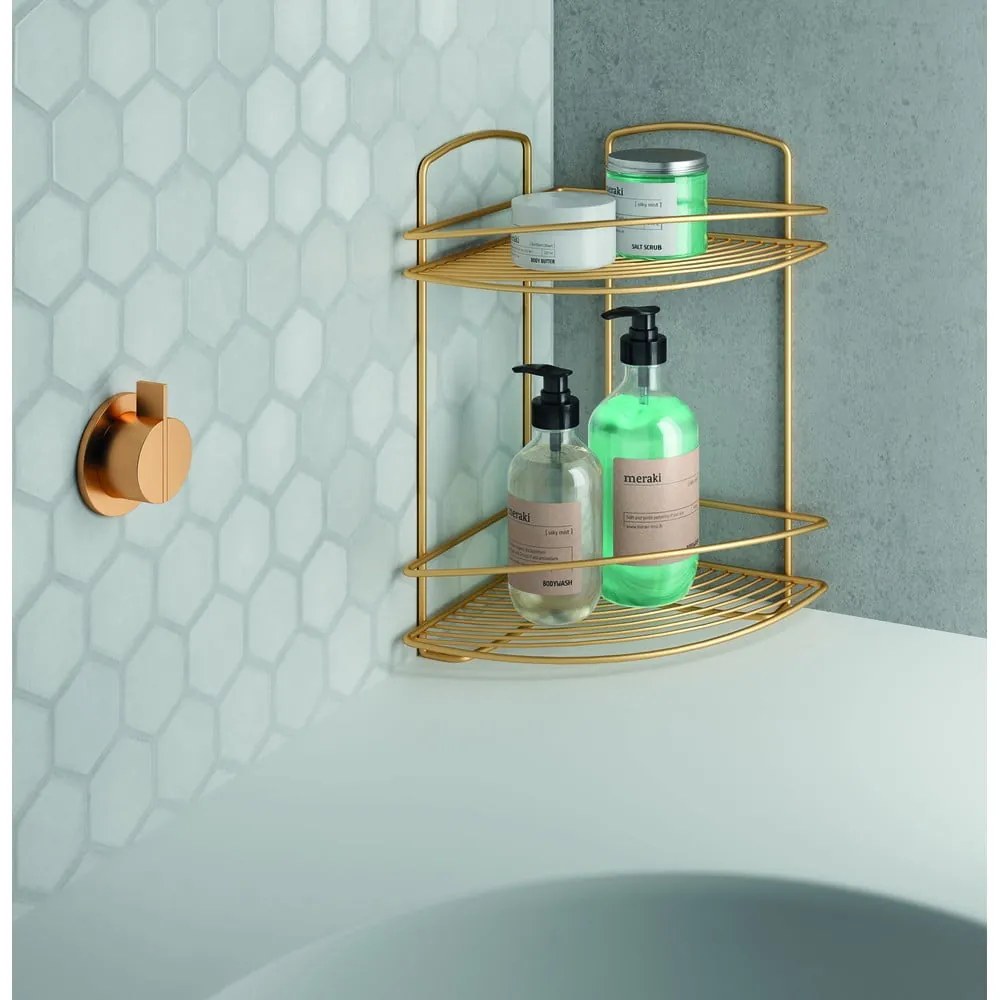 Mensola angolare in acciaio per bagno in oro Onda - Metaltex