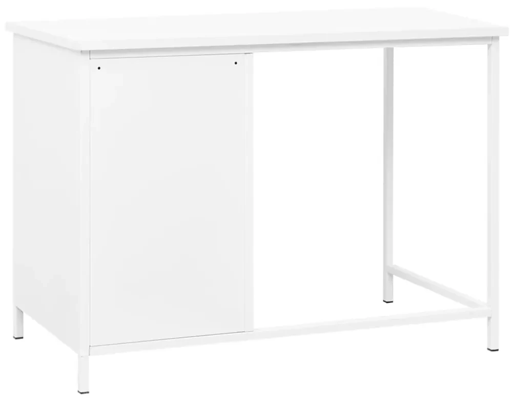 Scrivania industriale con cassetti bianca 105x52x75 cm acciaio