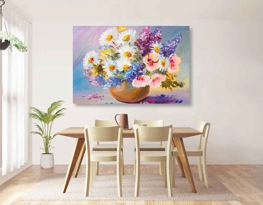 Quadro su tela – Dipinto a olio di fiori estivi