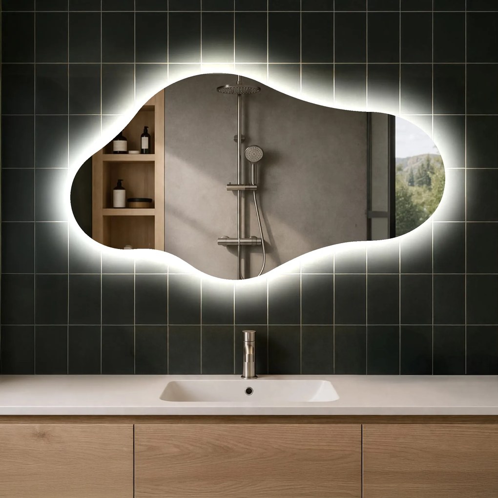 Specchio da bagno LED di forma irregolare C221