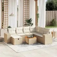 Set Divano da Giardino 8 pz con Cuscini Beige in Polyrattan 3265188