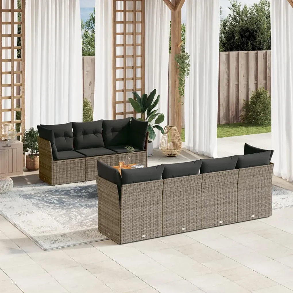 Set divano da giardino 6 pz con cuscini grigio in polyrattan