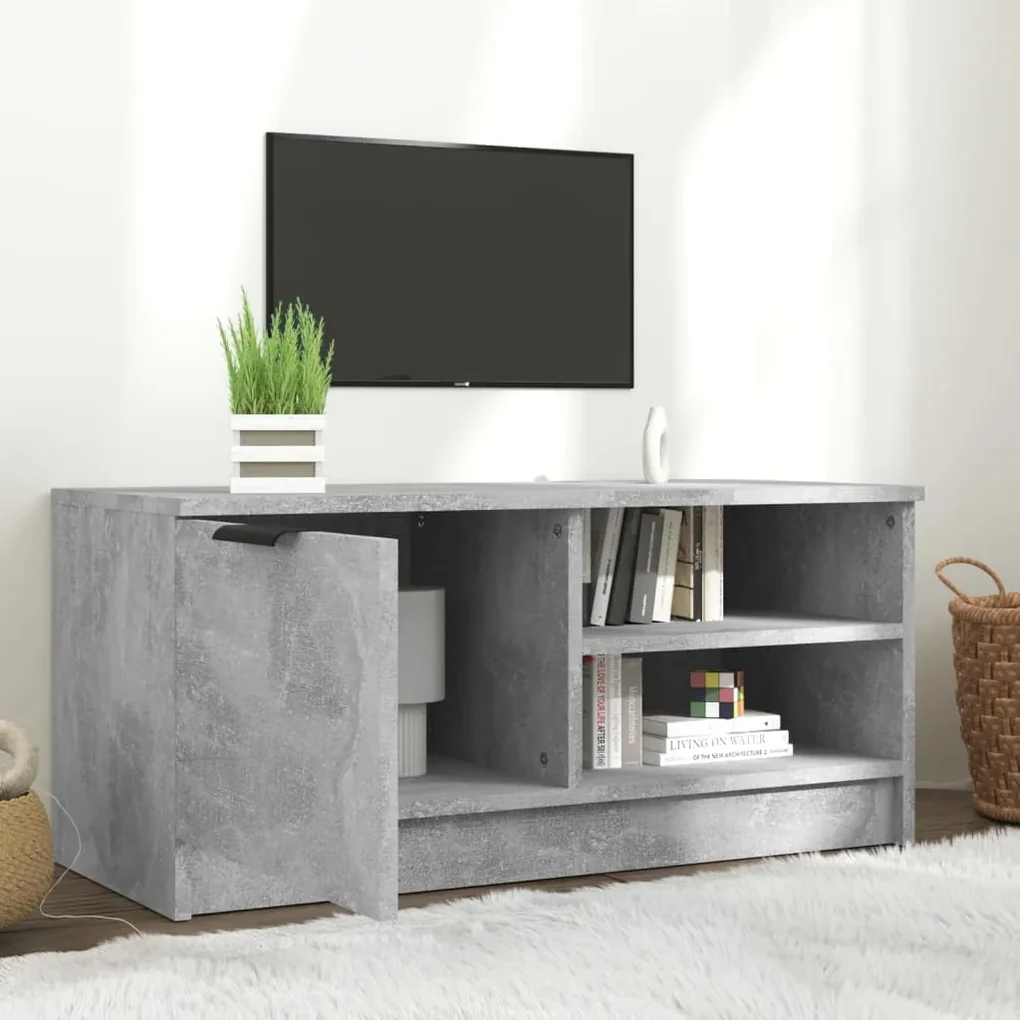 Mobile porta tv grigio cemento 80x35x36,5 cm legno multistrato
