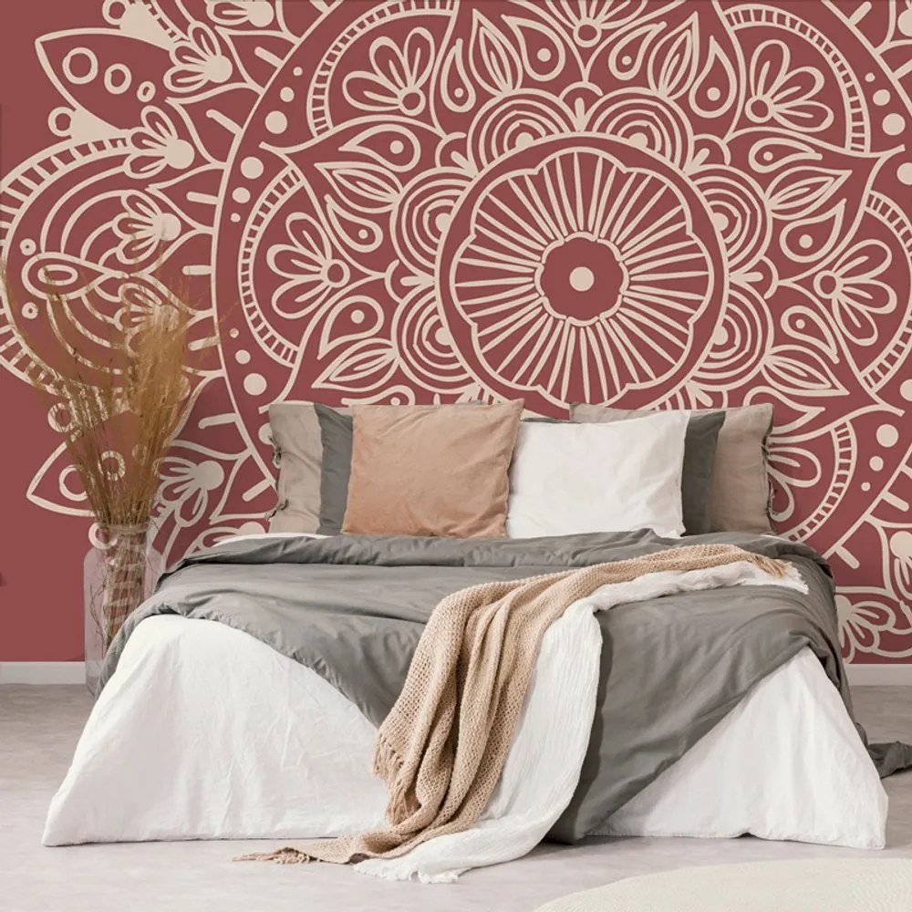 Carta da parati – Mandala su sfondo bordeaux