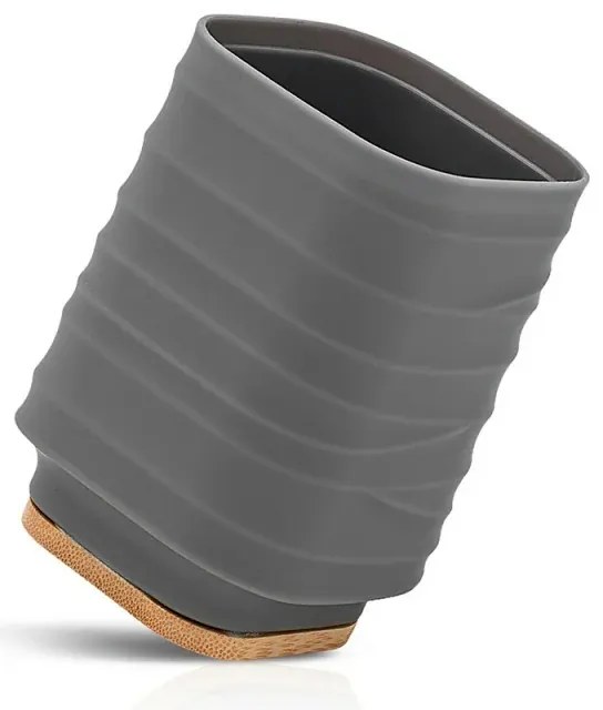 Portaspazzolini da appoggio grigio in abs e bambù Wave