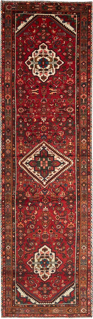 Hamedan Tappeto 120 x 400 Rosso (Iran) Annodato A Mano