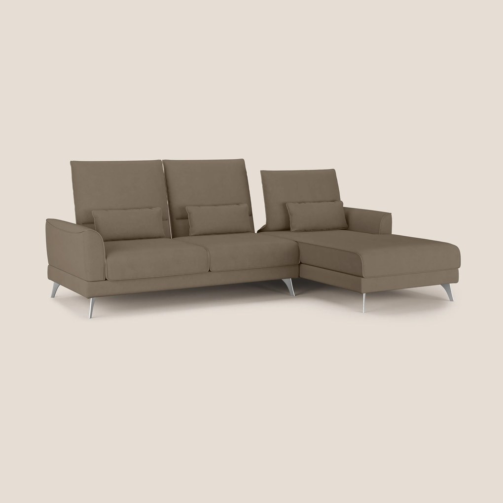 Tommy Divano angolare con relax e schienali traslanti in microfibra smacchiabile T11 marrone