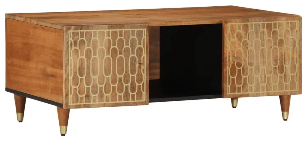 Tavolino Da Salotto 100x54x40 Cm İn Legno Massello Di Mango /