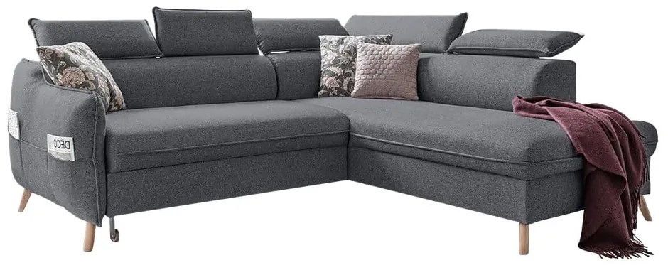 Divano letto angolare grigio scuro (angolo destro) Sweet Harmony - Miuform