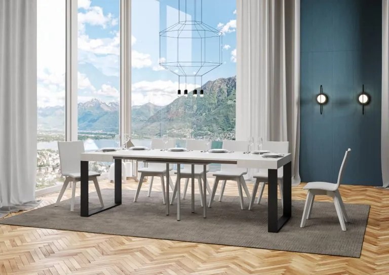 Tavolo allungabile Tecno P.90 - Struttura Antracite, 90x180/440 cm Tecno / Bianco