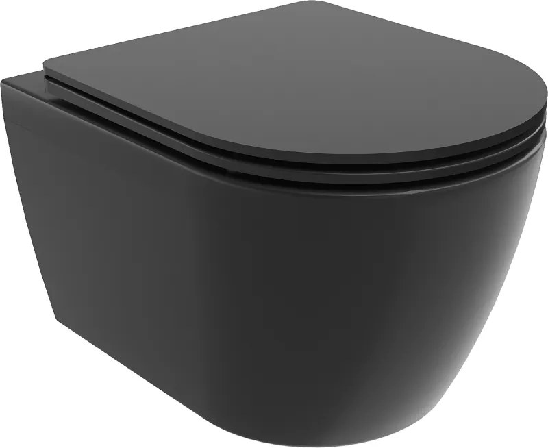 Mexen Carmen WC rimless con sedile a chiusura rallentata slim, duroplast, nero opaco - 30881085