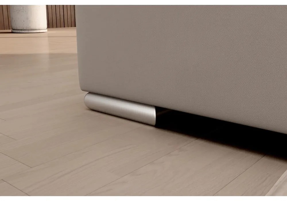 Divano angolare beige allungabile/con contenitore (con penisola a sinistra/a L) e rivestimento in velluto Sado – ELTAP