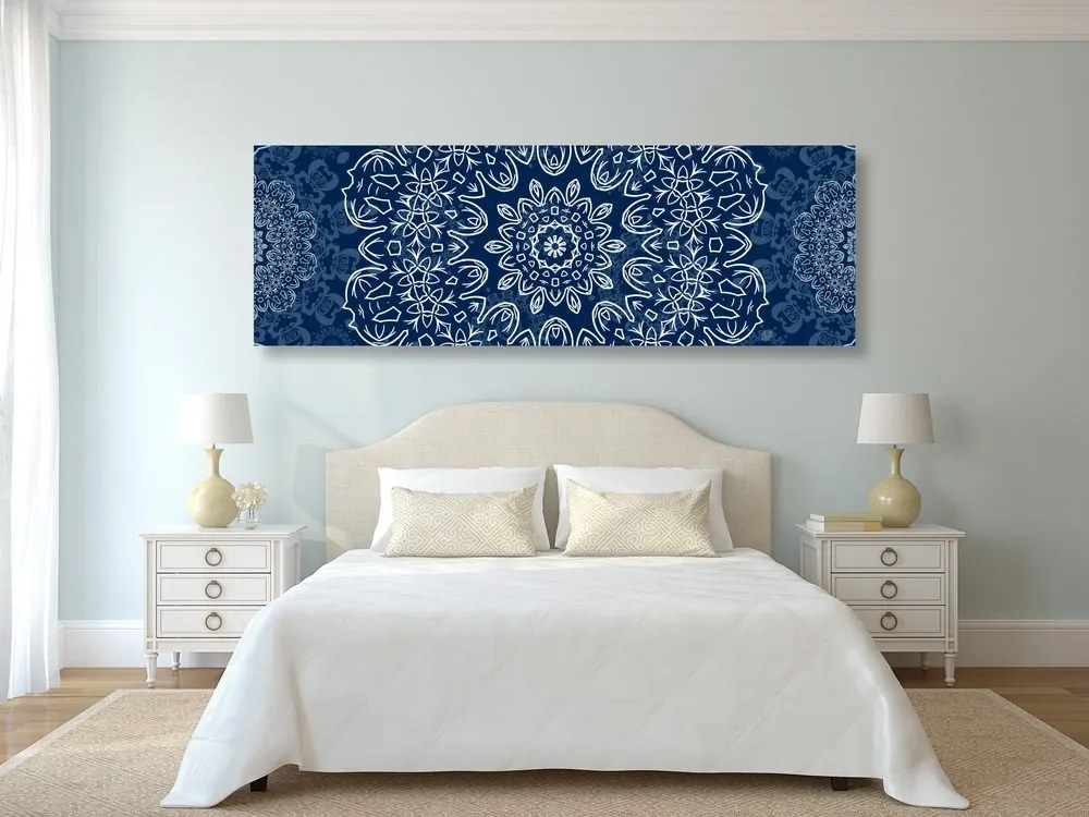 Quadro su tela – Mandala blu con motivo astratto