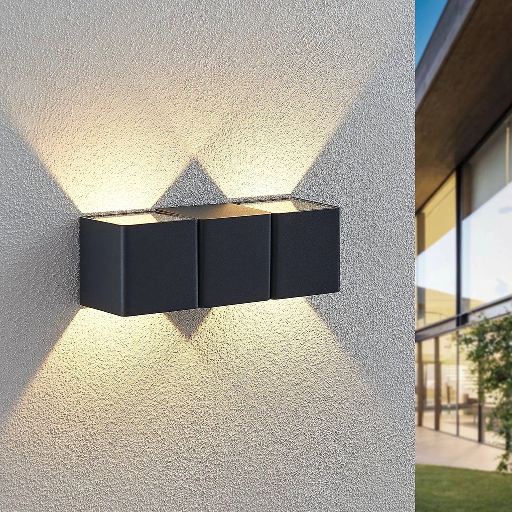 Applique da esterni a LED Niclas Lindby, Nero, Alluminio, Moderno, Applique LED da esterni