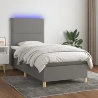 Letto a Molle Materasso e LED Grigio Scuro 80x200 cm in Tessuto cod mxl 58679