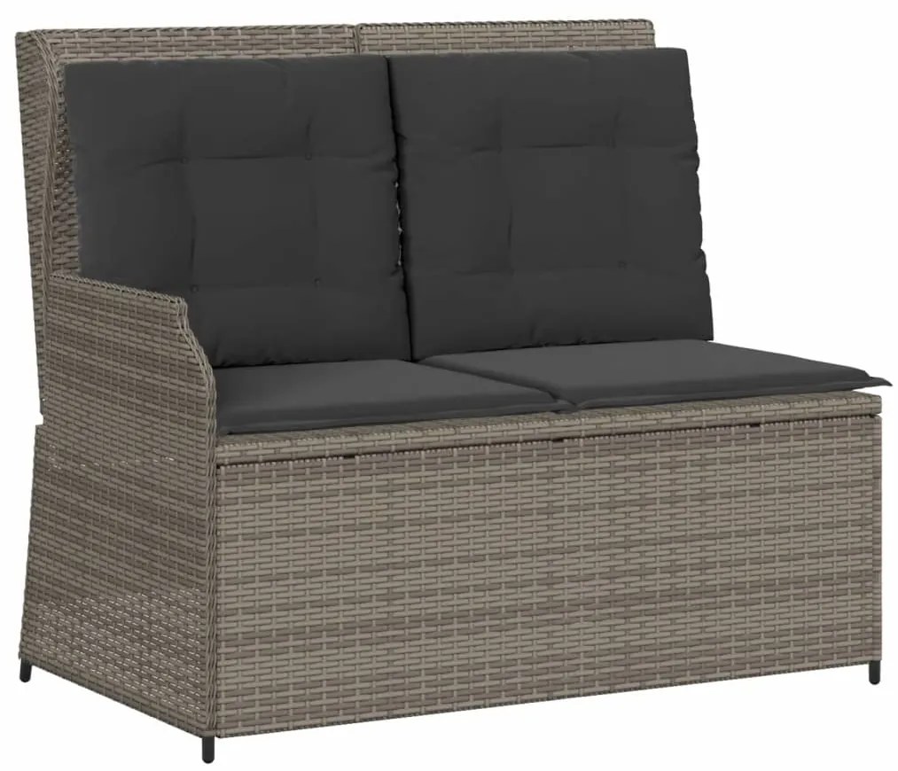 Set divani da giardino 7 pz con cuscini in polyrattan grigio