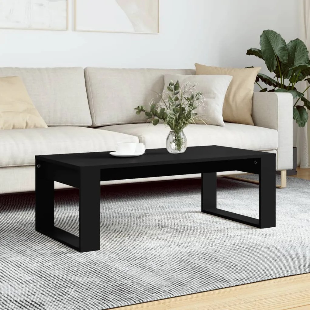 Tavolino Da Salotto Nero 102x50x35 Cm İn Legno Multistrato /