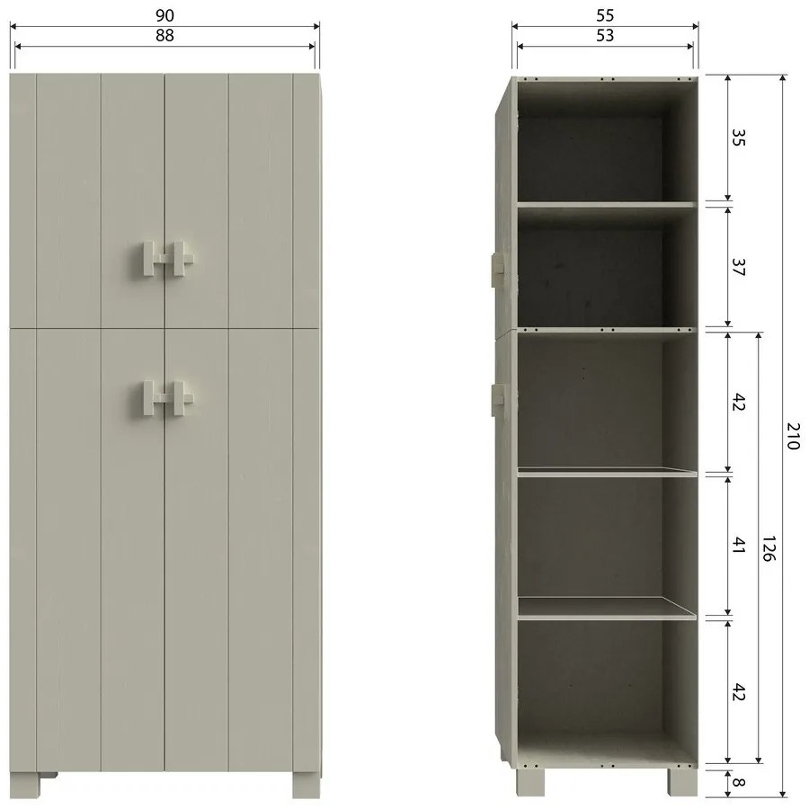 Ripiano aggiuntivo grigio chiaro in pino massiccio 2 pz Mees – WOOOD