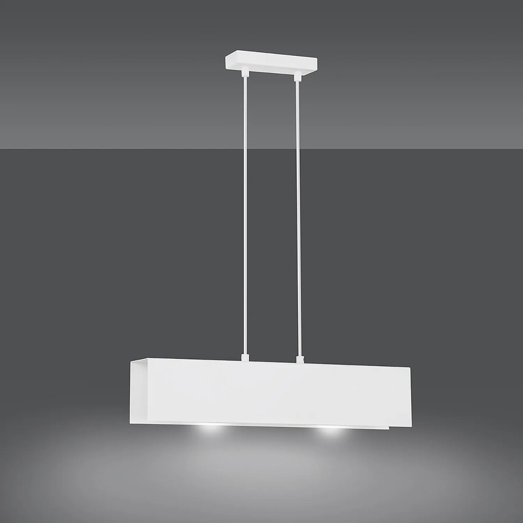 Lampadario Moderno 2 Luci Hachiman In Acciaio Bianco