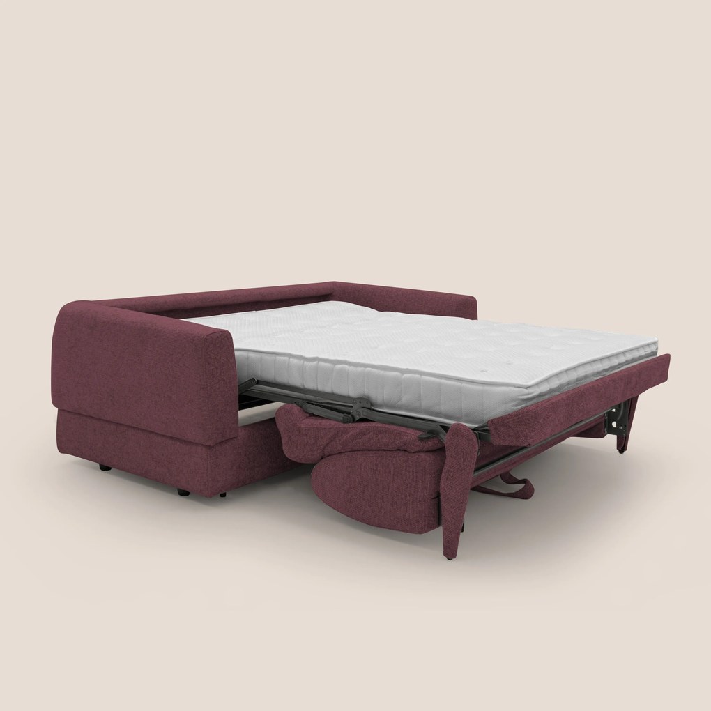 Happy Divano letto matrimoniale con materasso h18 cm in tessuto impermeabile T10 bordeaux