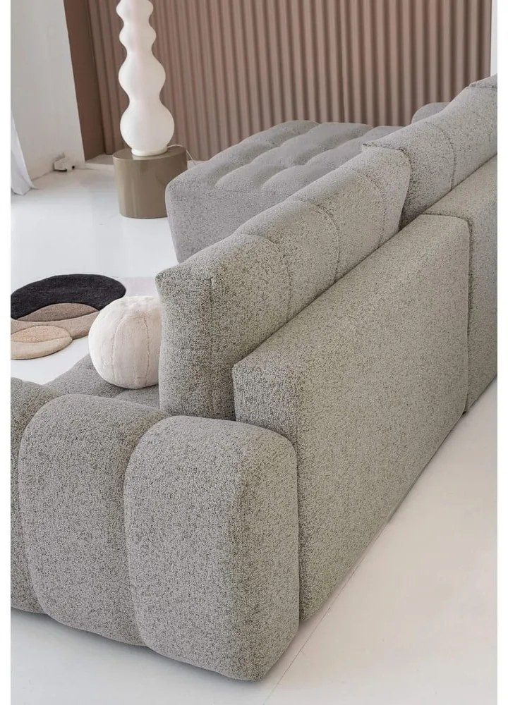 Divano angolare componibile marrone chiaro allungabile/con contenitore (con penisola a sinistra) Lulu – Miuform