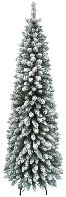 Albero di Natale artificiale innevato Toscana slim verde H 210 cm x Ø 75 cm